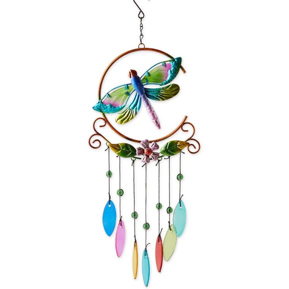 Glass Leaves Colorful Wind Chimes - Dragonfly - Picture 1 of 4